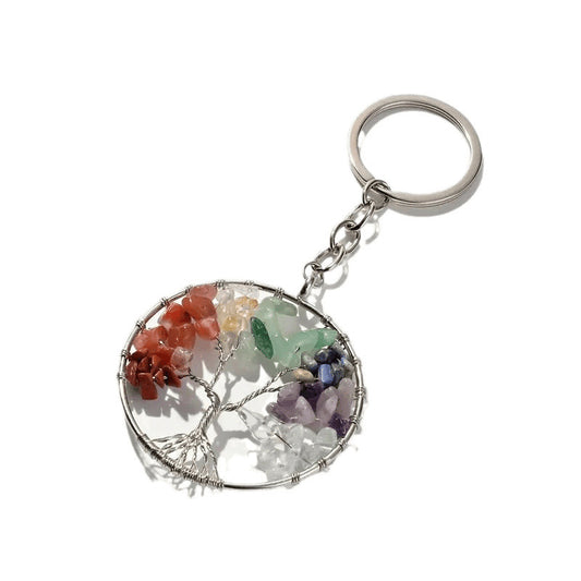 Goldiluxx Crystal Chips Tree Of Life Keychain