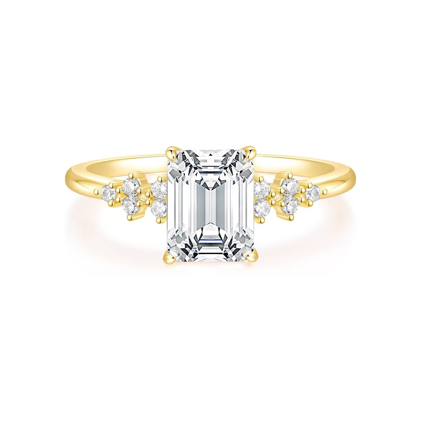 Goldiluxx S925 Sterling Silver Pave-set Rectangular Zircon Ring