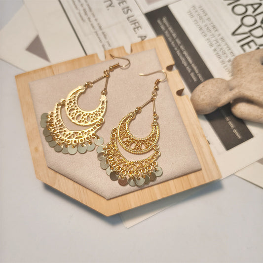 Goldiluxx Retro Round Tassel Long Women's Earrings