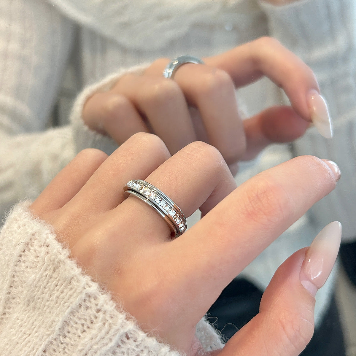 Goldiluxx Titanium Steel Rotatable Ring Female Starry Sky Does Not Fade