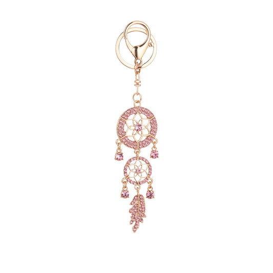 Goldiluxx Creative Diamond Studded Flower Shaped Car Keychain Dream Catcher