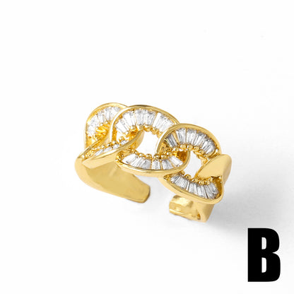 Goldiluxx Copper Ring With Real Gold Plating And Zircon Accents For Women