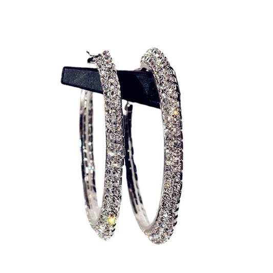 Goldiluxx 1 Pair Exaggerated Geometric Inlay Copper Alloy Rhinestones Gold Plated Silver Plated Earrings