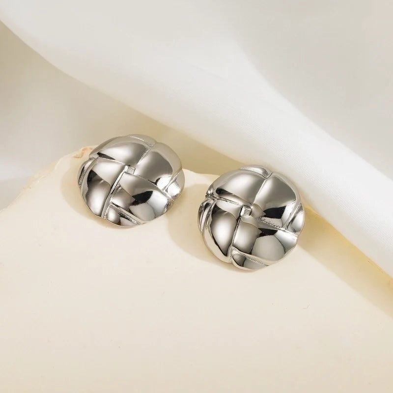 Goldiluxx 1 Pair Minimalist Classic Style Argyle 304 Stainless Steel 14K Gold Plated Stainless Steel Earrings