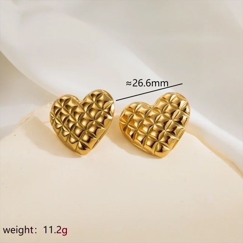 Goldiluxx 1 Pair Minimalist Classic Style Argyle 304 Stainless Steel 14K Gold Plated Stainless Steel Earrings