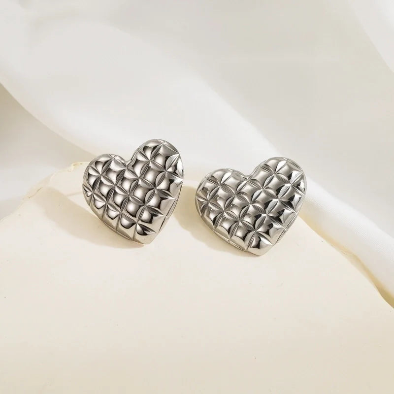 Goldiluxx 1 Pair Minimalist Classic Style Argyle 304 Stainless Steel 14K Gold Plated Stainless Steel Earrings