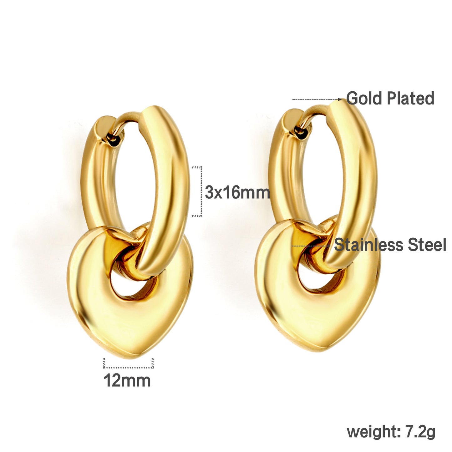 Goldiluxx European And American Fashion Electroplating 18K Gold Earrings