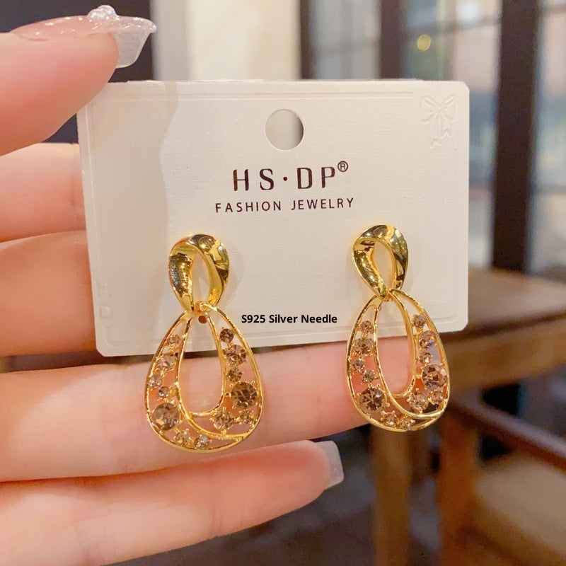 Goldiluxx Female Minimalist French Retro Hollow Geometric Earrings