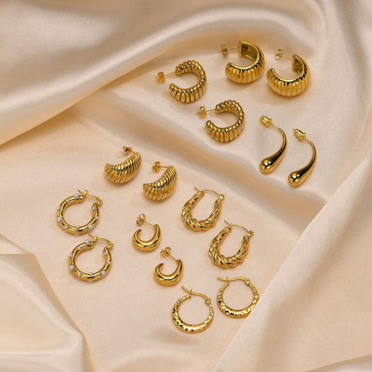 Goldiluxx Elegant All-match Stainless Steel Earrings