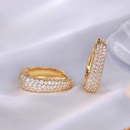 Goldiluxx Geometric High-end Fashion Super Sparkling Full Diamond Earrings