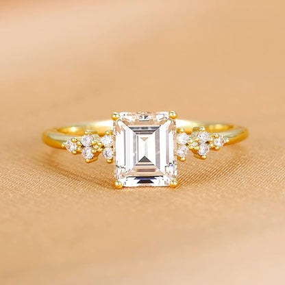 Goldiluxx S925 Sterling Silver Pave-set Rectangular Zircon Ring