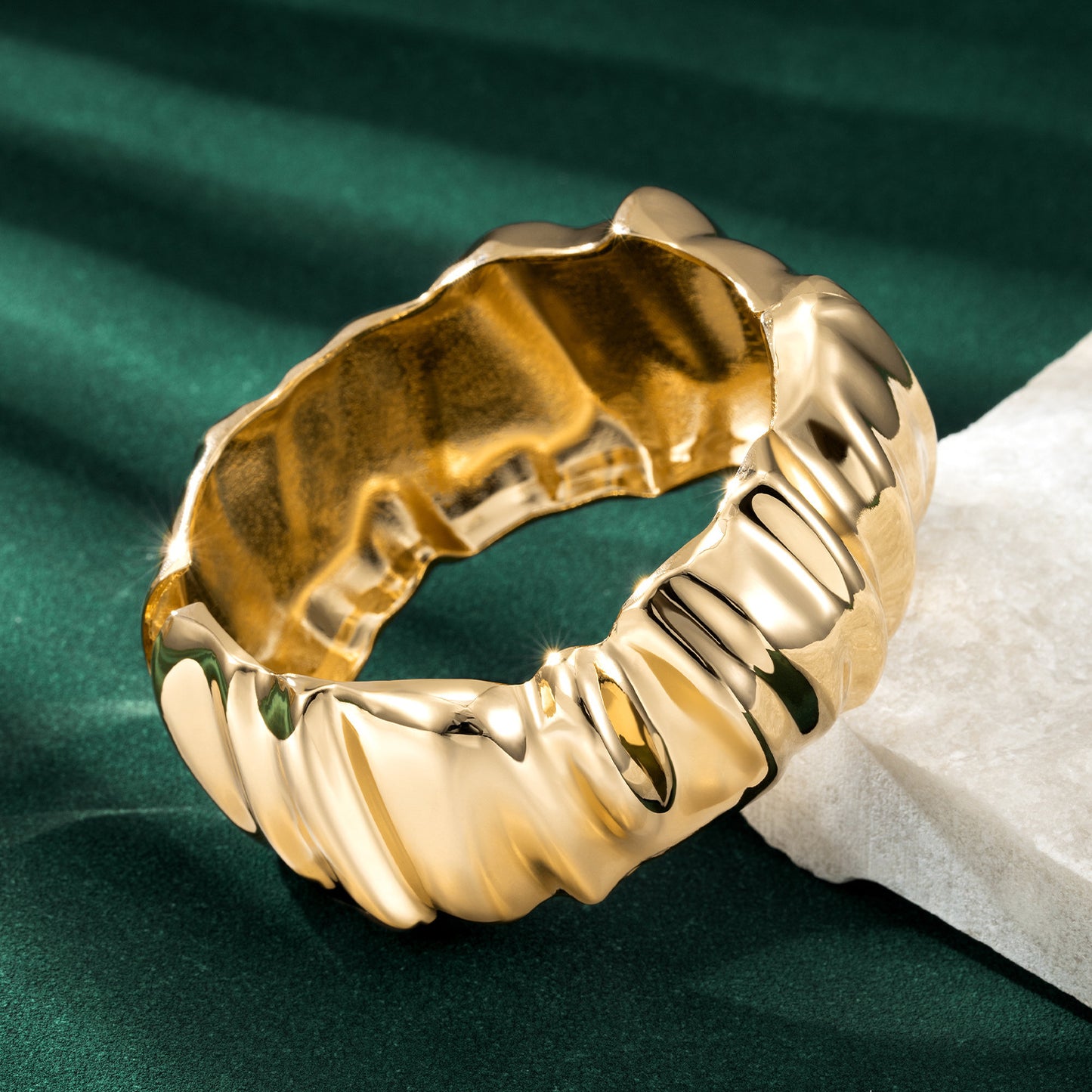 Goldiluxx Irregular Open Wide Bracelet Female Exaggerated Twin