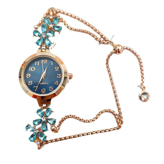 Goldiluxx New High-end Chic Flower-shaped Diamond-encrusted Bracelet Watch For Women