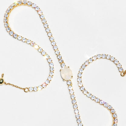 Goldiluxx Irregular Full-zirconia Necklace With 18K Gold Plating For Long-lasting Color