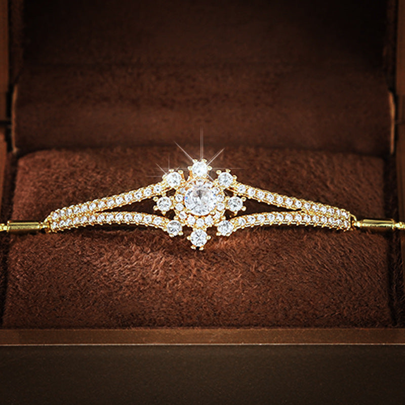 Goldiluxx Gentle Romantic Womens Snowflake Bracelet With A Sweet Chic Design And A Dazzling Eye-catching Finish