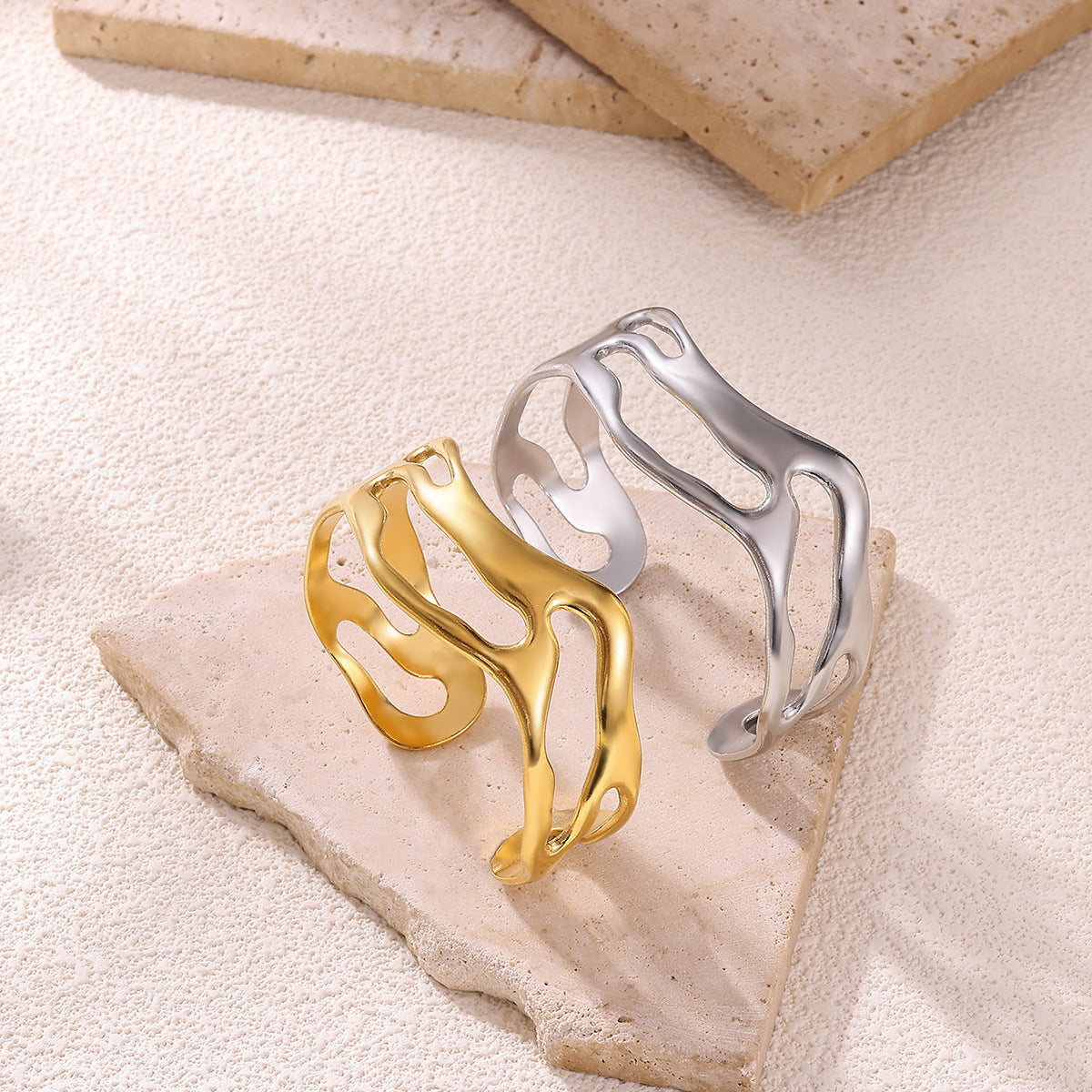 Goldiluxx Simple New Irregular Stainless Steel Gold-plated Bracelet