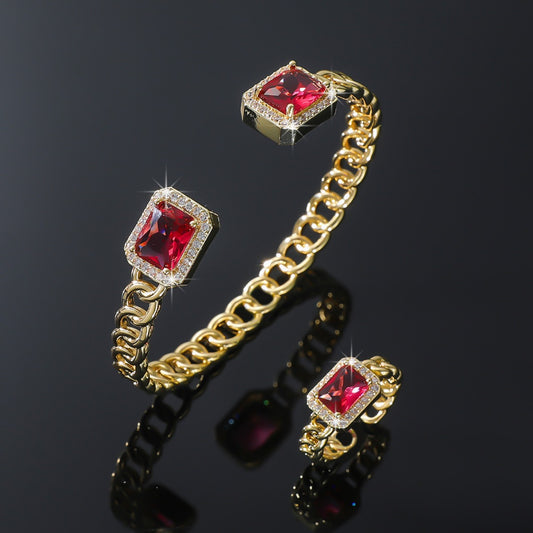 Goldiluxx Square Gemstone HyunA-Style Retro High-End Texture Bracelet