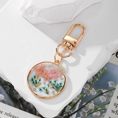 Goldiluxx Gladiolus Dried Flower Keychain Creative Resin