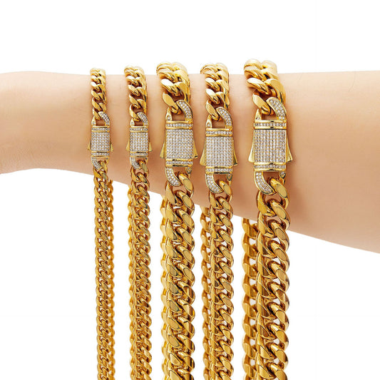 Goldiluxx New Mens Necklace Stainless Steel Cuban Chain