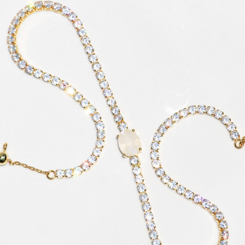 Goldiluxx Irregular Full-zirconia Necklace With 18K Gold Plating For Long-lasting Color