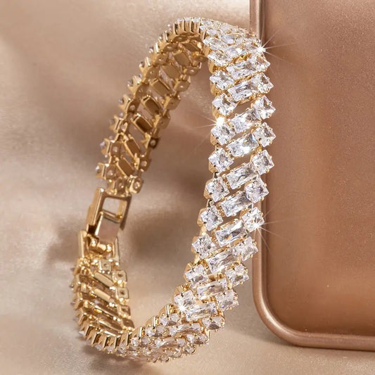 Goldiluxx New Multi-row Diamond Bracelet Sleek And Dazzling With A Full Diamond Setting