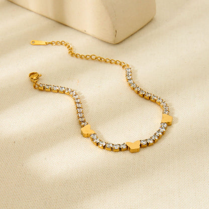 Goldiluxx Full-Crystal Zircon Flower Stainless Steel Bracelet