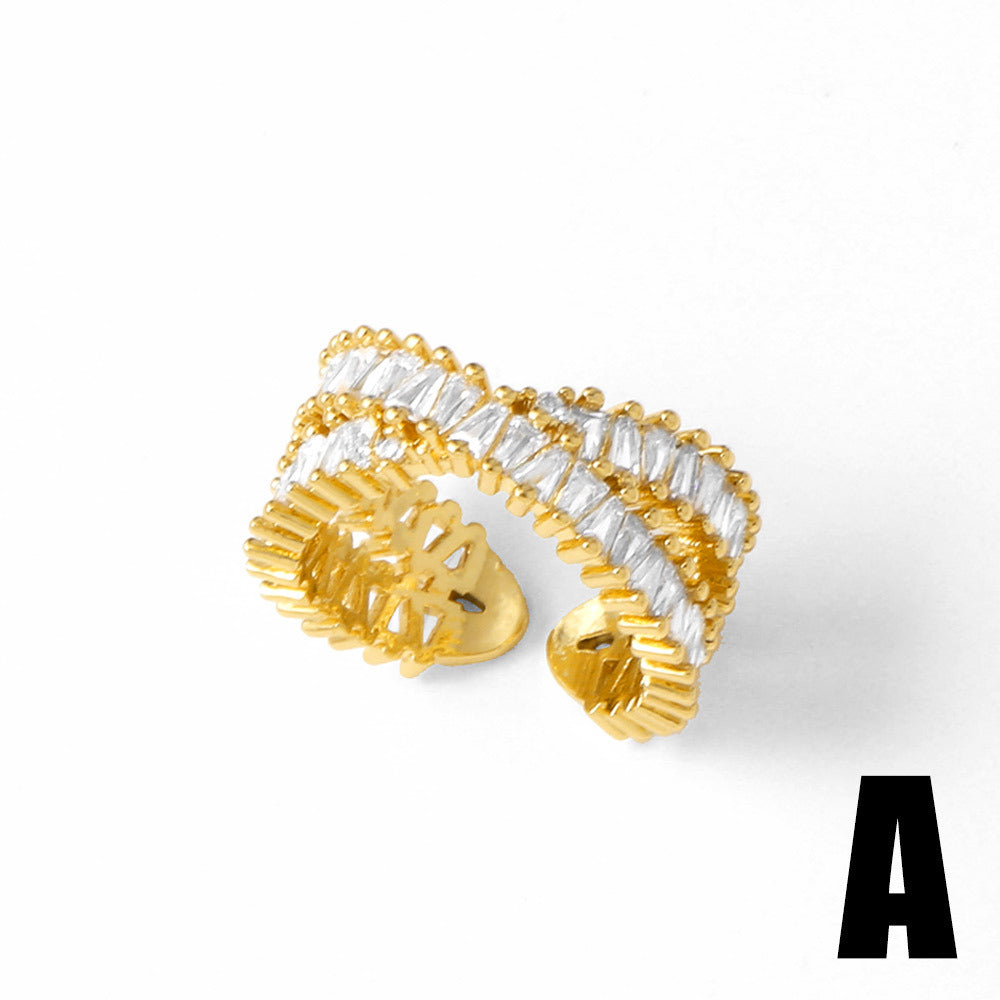 Goldiluxx Copper Ring With Real Gold Plating And Zircon Accents For Women