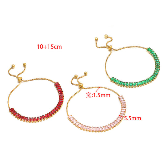 Goldiluxx Single-sided Zircon-studded Chain Pearl Bracelet