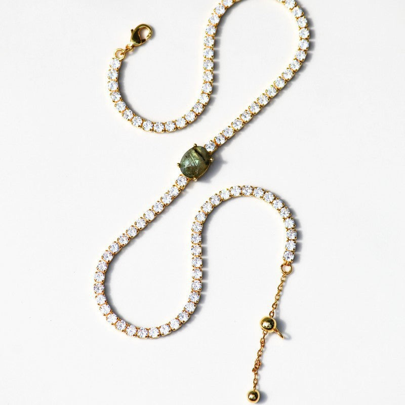 Goldiluxx Irregular Full-zirconia Necklace With 18K Gold Plating For Long-lasting Color