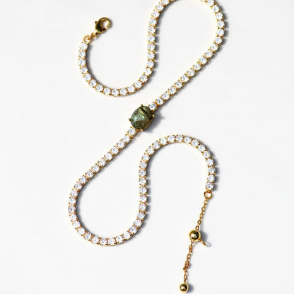 Goldiluxx Irregular Full-zirconia Necklace With 18K Gold Plating For Long-lasting Color