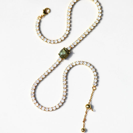 Goldiluxx Irregular Full-zirconia Necklace With 18K Gold Plating For Long-lasting Color