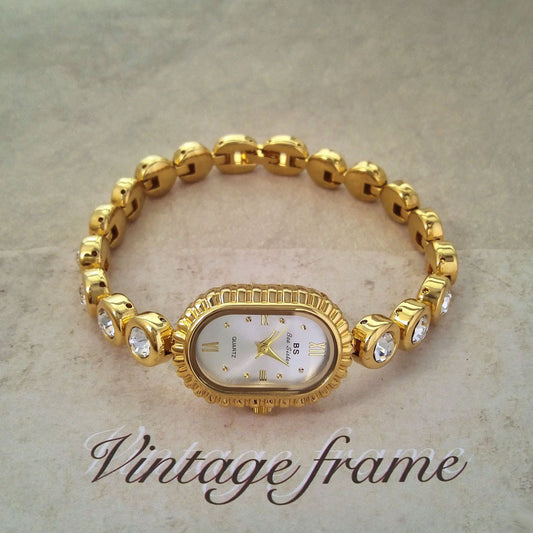 Goldiluxx Womens Mid-century Light-luxury Jewelry Oval-arch Fashion Petite Watch