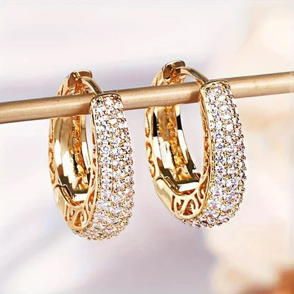 Goldiluxx Geometric High-end Fashion Super Sparkling Full Diamond Earrings