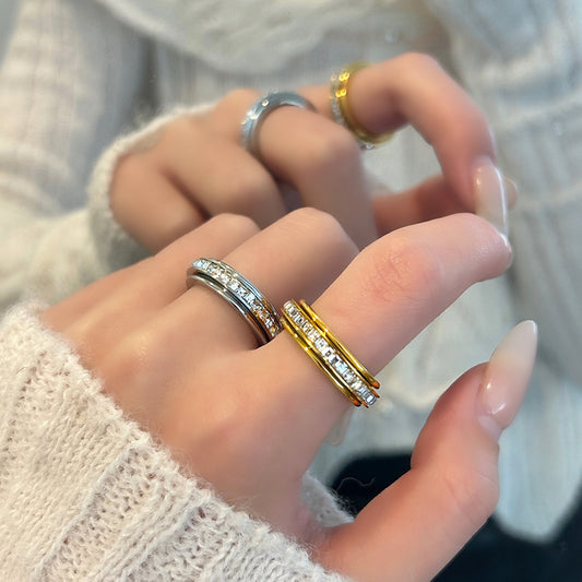 Goldiluxx Titanium Steel Rotatable Ring Female Starry Sky Does Not Fade