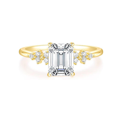 Goldiluxx S925 Sterling Silver Pave-set Rectangular Zircon Ring