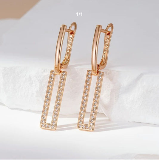 Goldiluxx New Rectangular Hollow Pendant Earrings, Luxurious And Versatile