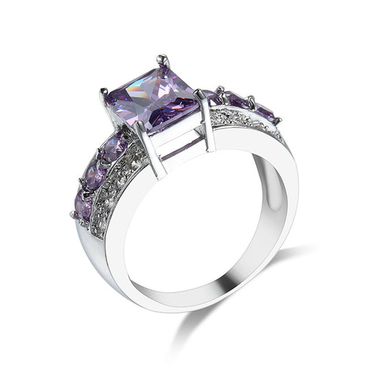 Goldiluxx Purple Square Ring Women's European And American Style