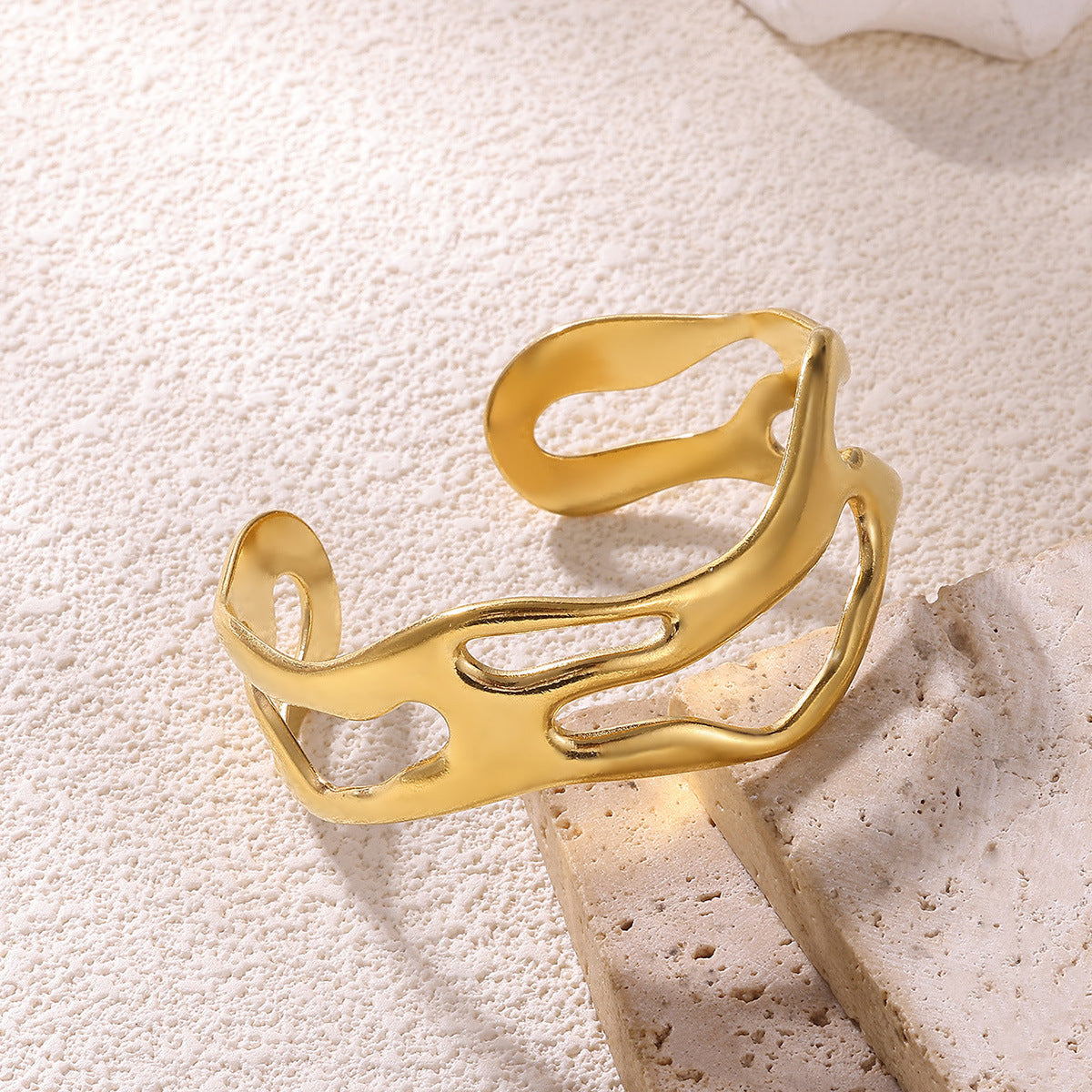 Goldiluxx Simple New Irregular Stainless Steel Gold-plated Bracelet