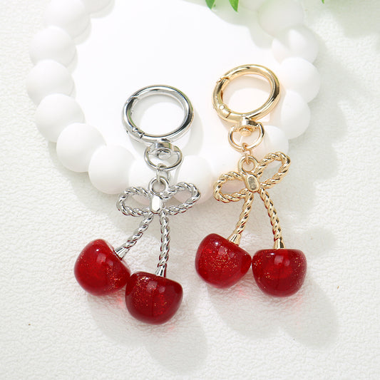 Goldiluxx Fresh And Delicate Cherry Keychain Pendant
