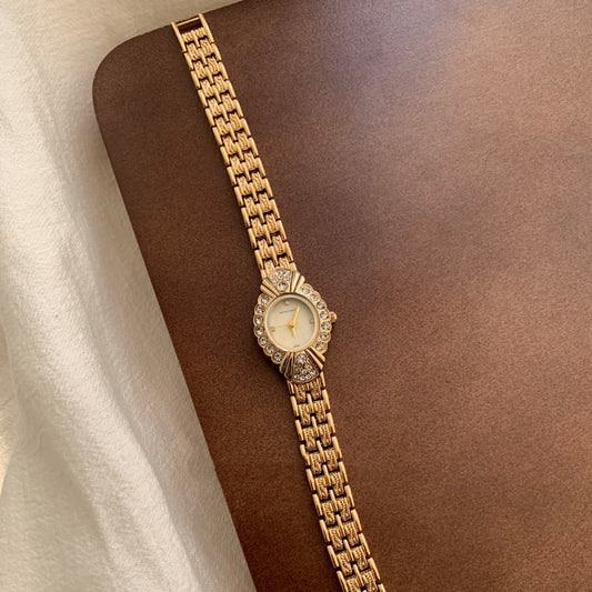 Goldiluxx Vintage Court Style Diamond Small Dial Yellow Fritillary Surface Fall Winter Fashion