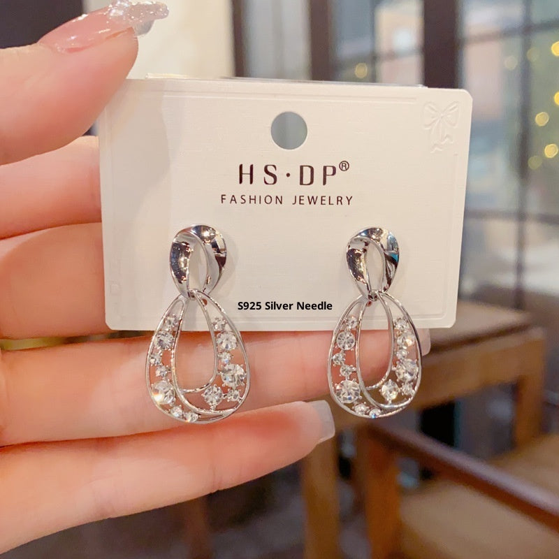 Goldiluxx Female Minimalist French Retro Hollow Geometric Earrings