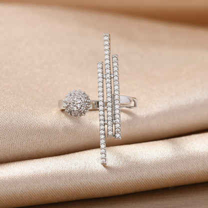 Goldiluxx Minimally Designed Zircon Wave Line Versatile Open Ring