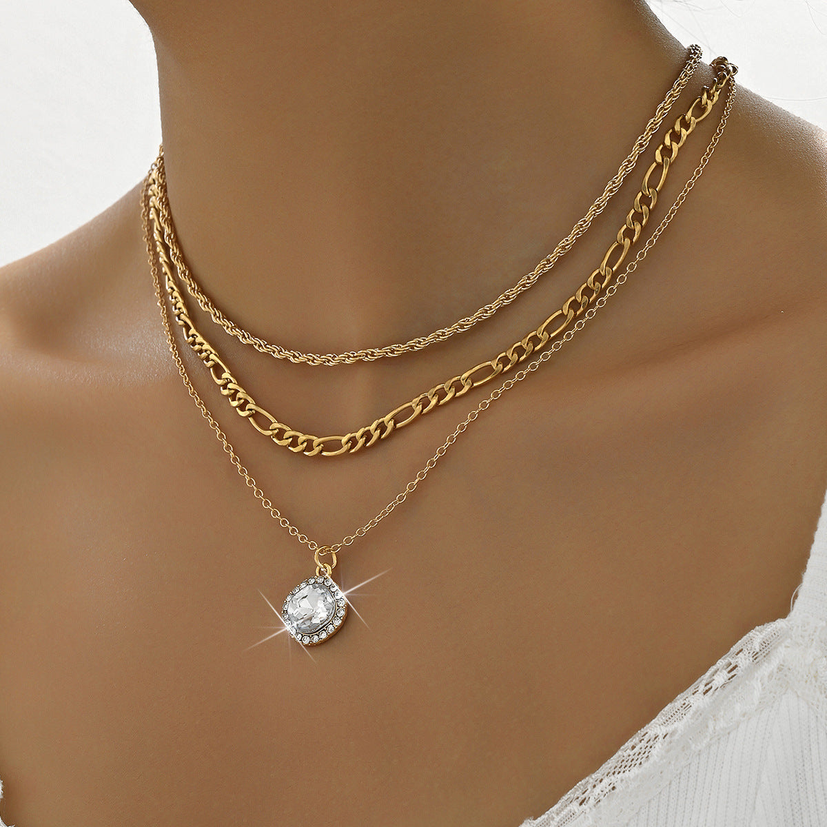 Goldiluxx Multi-layer Pendant Necklace Fashion Women's Accessories Hemp Flowers Chain