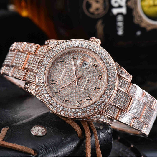 Goldiluxx Mens All-Diamond Stainless Steel Quartz Watch
