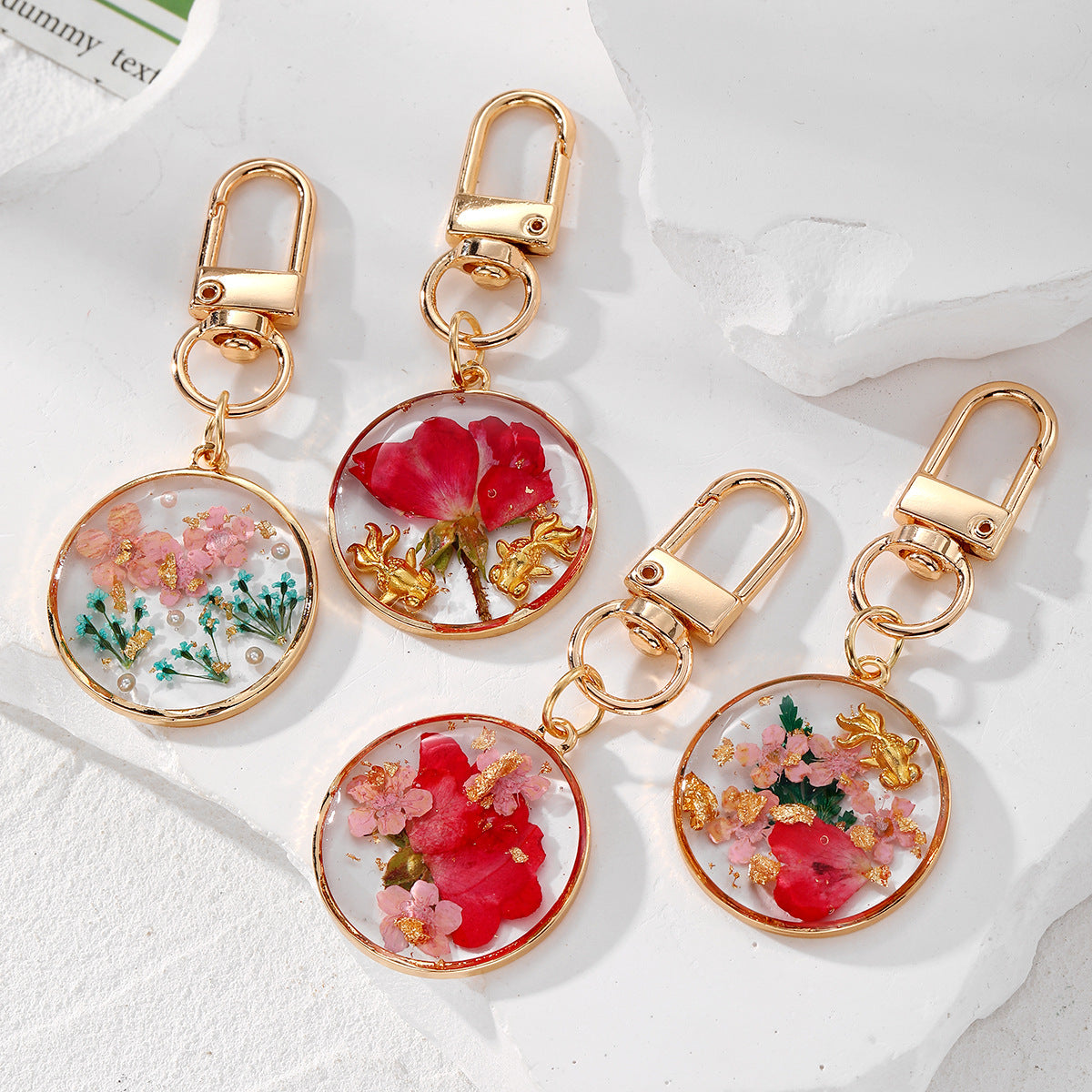 Goldiluxx Gladiolus Dried Flower Keychain Creative Resin