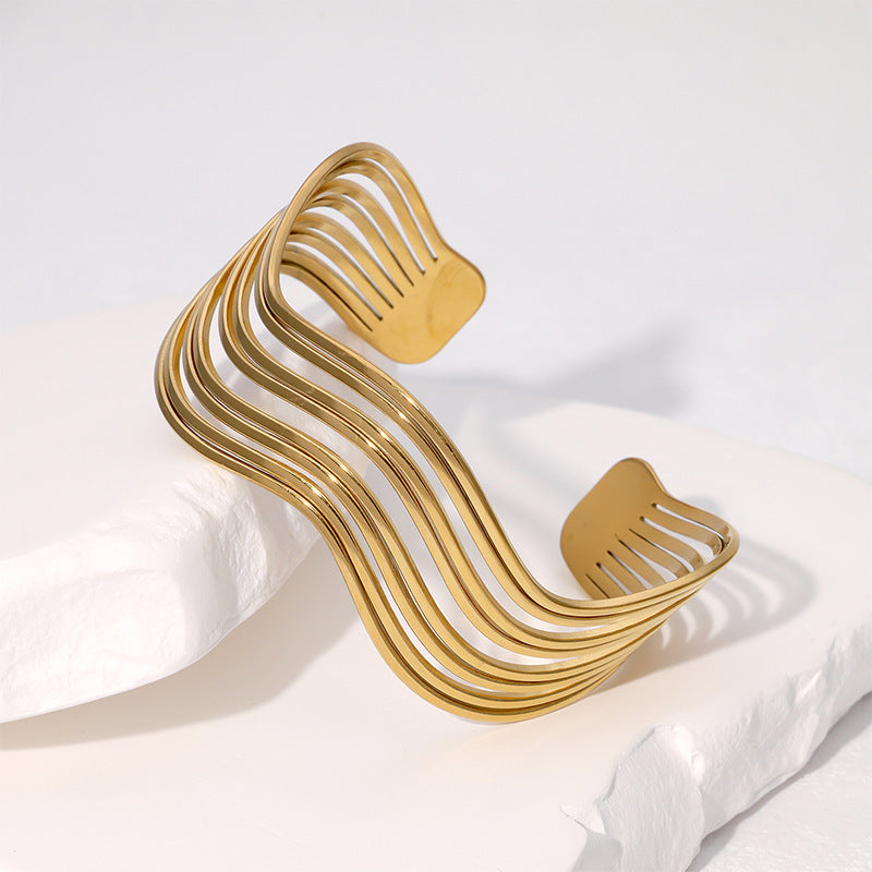 Goldiluxx European And American Geometric Line Simple Cold Style Bracelet