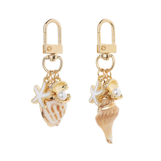 Goldiluxx Seaside Alloy Natural Shell Pearl Keychain
