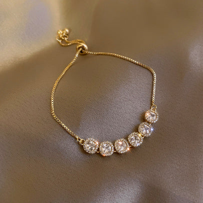 Goldiluxx Luxury Yet Understated Flower-embellished Zircon Bracelet With A High-end Vibe