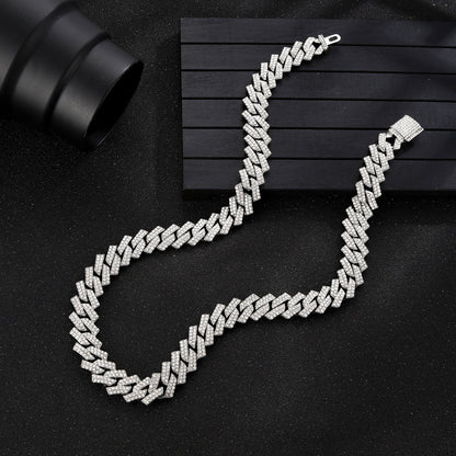 Goldiluxx Bold Exaggerated Gold Full-diamond Titanium Steel Cuban Chain