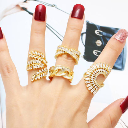 Goldiluxx Copper Ring With Real Gold Plating And Zircon Accents For Women